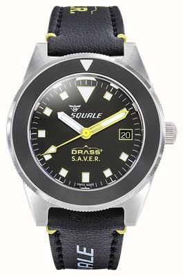 Squale Drass s.a.v.e.r. 自动腕表（41.5 毫米）黑色表盘/黑色皮革和 von buren pro 橡胶表带 VONDSSSAVS