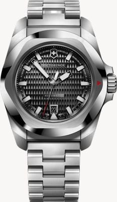 Victorinox I.n.o.x. automatique (41 mm) cadran guilloché noir / bracelet en acier inoxydable 242019