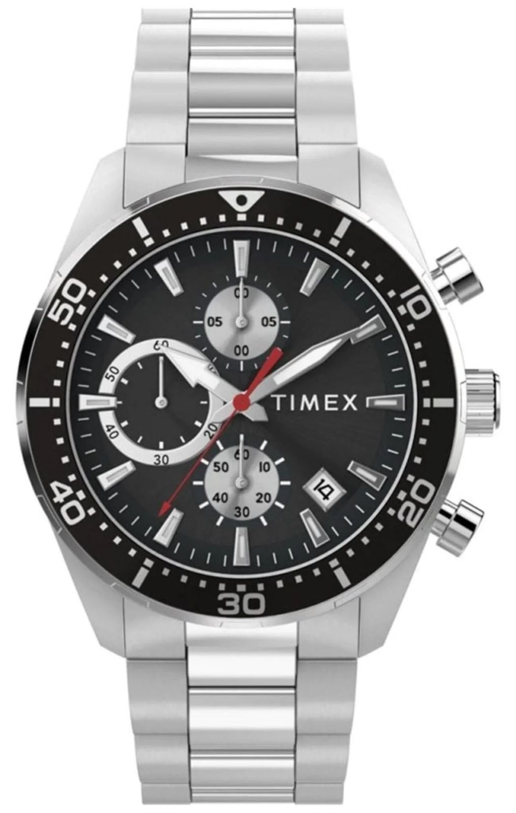 Timex Ridgefield Chronograph 42mm Black Dial  Stainless Watch