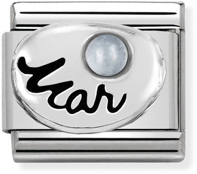 Nomination Classic March Birthstone Aquamarine Sterling Silver & Steel Charm 330505/03