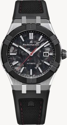 Maurice Lacroix Montre automatique Aikon-ic frozen carbon (43 mm) cadran frozen carbon rouge / bracelet bi-caoutchouc noir AC6008-SSL20-530-2