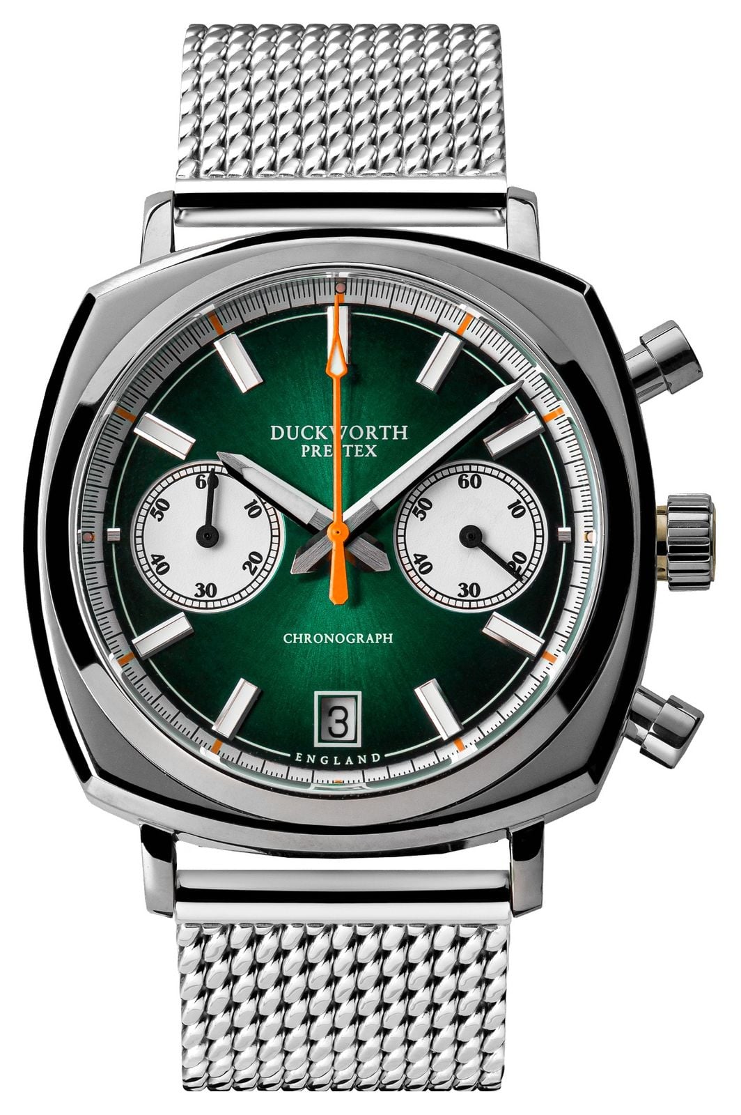 Duckworth Prestex Chronograph 42 42mm Green Sunburst Dial Watch