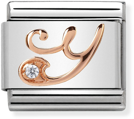 Nomination Classic Letter Y 9ct Rose Gold & Steel Charm 430310/25