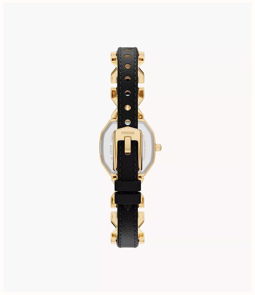 Fossil Harlow 22 mm Three-Hand Black Leather and Gold-Tone Stainless Steel Fossil Watch ES5496 - alternate view 2