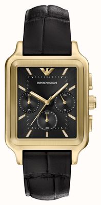 Emporio Armani Diego Chronograph (50 mm), schwarzes Zifferblatt / schwarzes Lederarmband AR11753