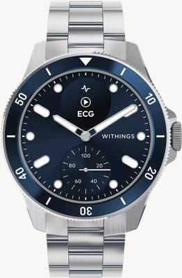 Withings Scanwatch nova - smartwatch híbrido clinicamente validado (42 mm) mostrador híbrido azul / aço inoxidável HWA10-MODEL 7-ALL-INT