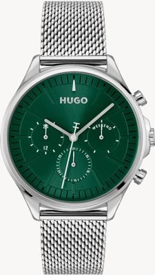 HUGO #smash multifonction (43 mm) cadran vert / bracelet en maille d'acier inoxydable 1530409