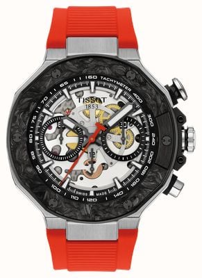 Tissot T-race motogp 2026 edycja limitowana (45 mm) tarcza szkieletowa / czerwony pasek gumowy T1414622705100