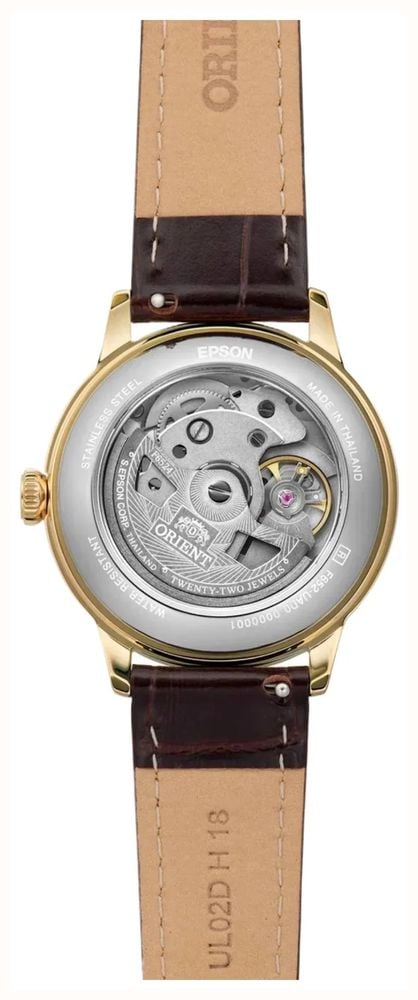 Orient Men's 36mm Automatic Dress Watch White Dial Gold-Tone Stainless Steel Case Brown Leather Strap RA-BB0101S30B - vue alternative 4