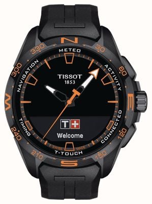 Tissot T-Touch 连接太阳能 PVD ​​钛金属（47.5 毫米）黑色表盘/黑色合成表带 T1214204705104