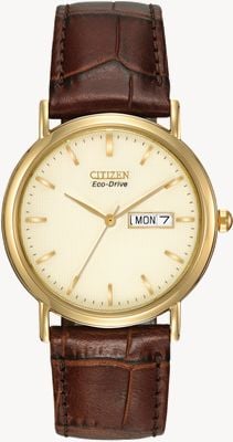 Citizen Herrenuhr mit braunem Armband und Champagner-Zifferblatt BM8242-08P