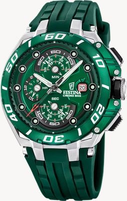 Festina Chrono Bike 2026 (46mm) Green Dial / Green Rubber Strap F20755/3