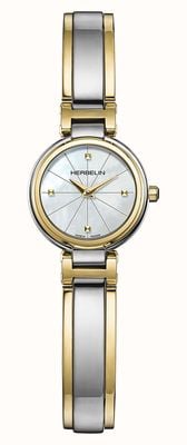Herbelin Relógio Lady H Quartz (22 mm) com mostrador em madrepérola e pulseira rígida bicolor em aço inoxidável. 17312BMT1N19