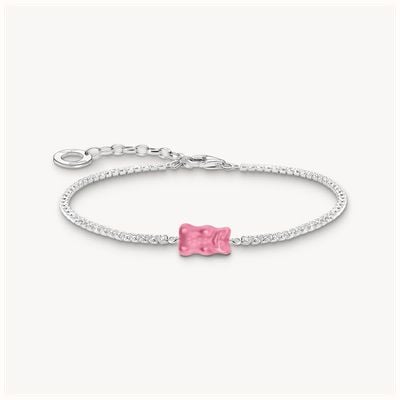 Thomas Sabo X HARIBO Silver Bracecelt With Pink Goldbear & Stones A2187-052-9-L19V