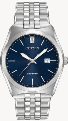 Citizen Corso eco-drive herenhorloge van roestvrij staal met blauwe wijzerplaat BM7330-59L