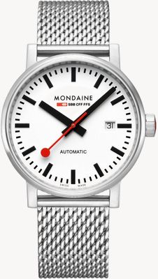 Mondaine Evo2 automático 40mm | pulseira de malha de aço inoxidável | mostrador branco MSE.40610.SM