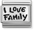 Nomination Classic I Love Family Oxidised Sterling Silver & Steel Charm 330102/34