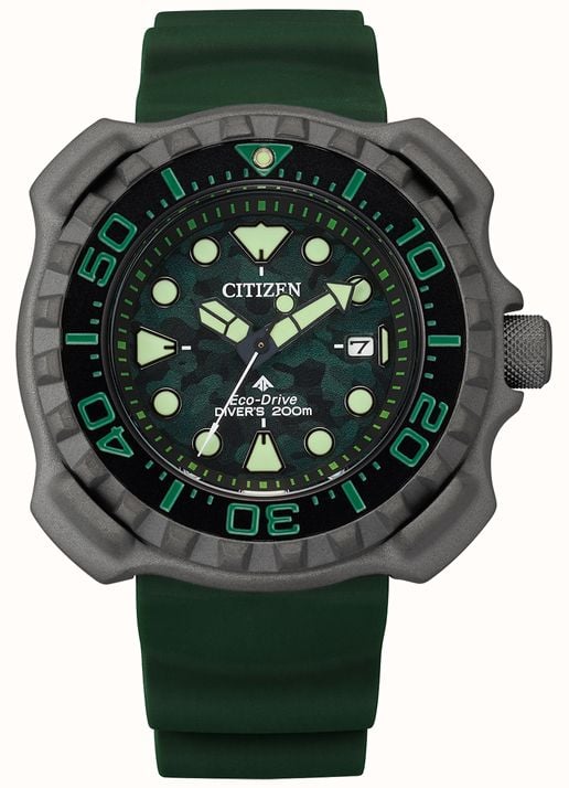 Citizen Men s Eco Drive Promaster Green Silicone Strap WR200 BN0228 06W