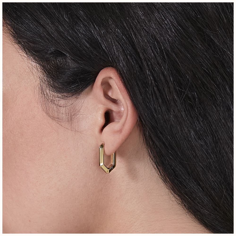 Olivia Burton Honeycomb Geo Gold Plated Hoop Earrings 24100613 - vista alternativa 3