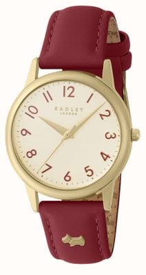 Radley Женские часы Southwark Park (42,8 мм), кремовый циферблат/красный кожаный ремешок RY21730