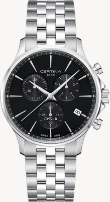 Certina Montre homme ds-8 chrono (41 mm) cadran noir / bracelet en acier inoxydable C0454171105100
