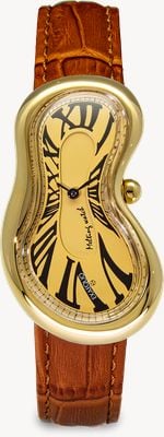 Exaequo Melting Watch Mostrador clássico em ouro amarelo (28 mm) / pulseira em couro de crocodilo marrom claro EX 0002.0003