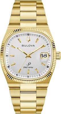 Bulova Super sevilla precisie (38 mm) zilveren wijzerplaat / gouden pvd roestvrijstalen armband 97B223