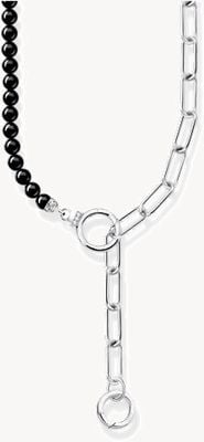 Thomas Sabo Sterling Silver Onyx Beads White Zirconia Necklace KE2193-027-11-L47V
