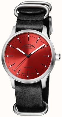 Mühle Glashütte Panova 红色自动腕表（40 毫米）红色太阳纹表盘 / 黑色北约皮革表带 M1-40-78-LB