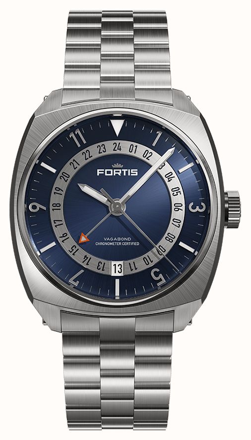 FORTIS VAGABOND V-40 Titanium GMT Automatic (40mm) Blue Dusk on Block  Bracelet F6660002