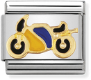 Nomination Classic Motorbike 18ct Gold & Steel Enamel Charm 030203/40