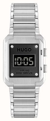 HUGO Heren #thrive (30 mm) zwarte digitale wijzerplaat / roestvrijstalen armband 1530356