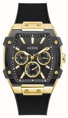 Guess Phoenix Multifunktionsgerät (44 mm), schwarzes Zifferblatt / schwarzes Silikonarmband GW0956G2