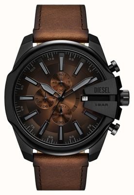 Diesel Mega Chief Slim Chronograph (49mm) Brown Gradient Dial / Brown Leather Strap DZ4692