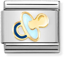 Nomination Classic Blue Pacifier 18ct Gold & Steel Charm 030272/63