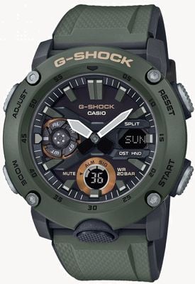 Casio | G-Shock Carbon Core Guard | Green Rubber Strap | GA-2000-3AER