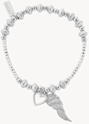 ChloBo Pattern Noodle Disc Heart And Angel Wing Bracelet SBHNCD007703
