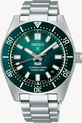 Seiko Reloj buzo Prospex 1965 Heritage edición especial PADI (40 mm) esfera verde / pulsera acero inoxidable SPB501J1