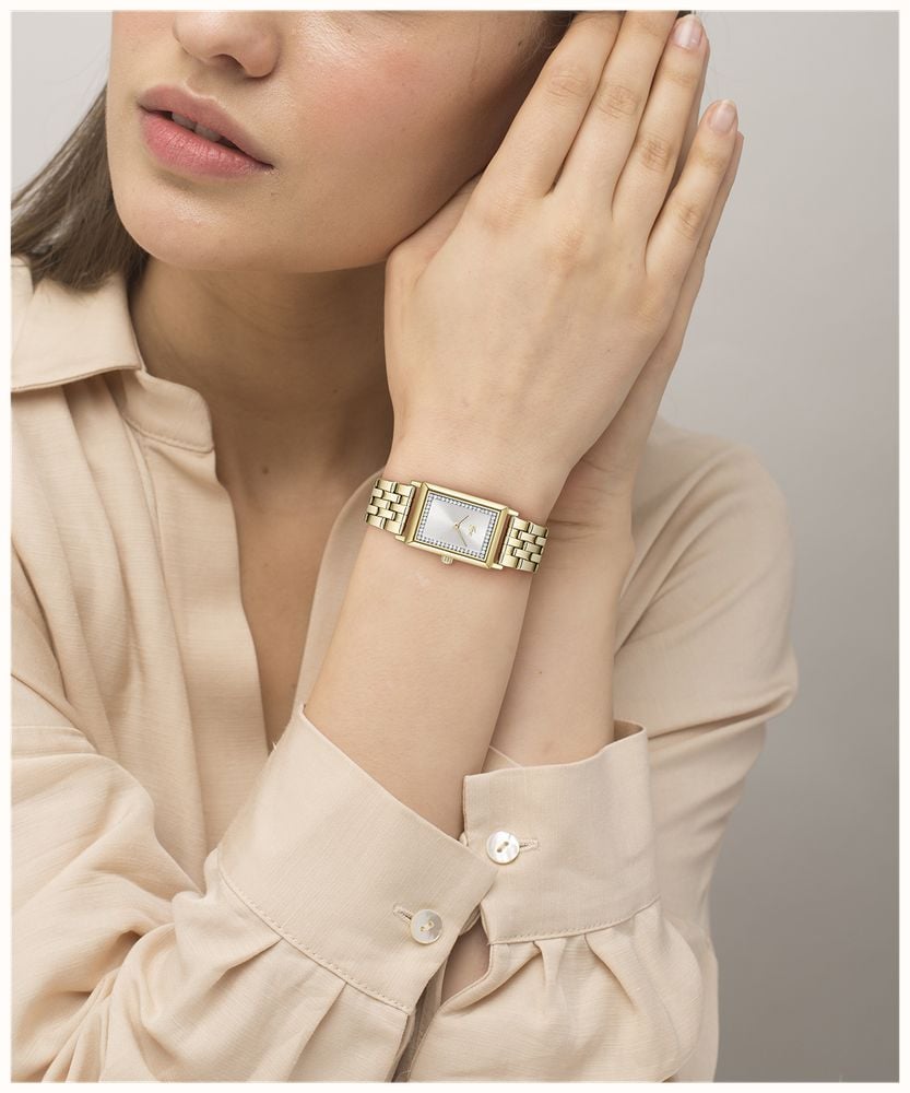 Lacoste Catherine Quartz (20.7x28.3mm) Silver Sunray Dial / Gold PVD Stainless Steel Bracelet 2001486 - vista alternativa 4