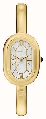 Fossil Sloan horloge met drie wijzers (25 mm) met witte parelmoeren wijzerplaat en verguld roestvrijstalen armband. ES5444