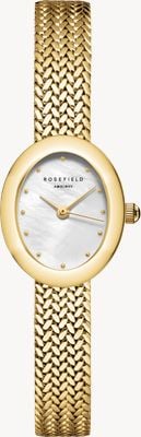 Rosefield Mini Oval (18mm) Mother-of-Pearl Dial / Gold-Plated Stainless Steel Bracelet MWGMG-M02