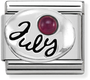 Nomination Classic July Birthstone Ruby Sterling Silver & Steel Charm 330505/07