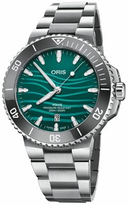 ORIS Aquis yangtze jiangtun limited edition (43,5 mm) turkusowa tarcza z mopem / bransoleta ze stali nierdzewnej 01 733 7789 4197-SET