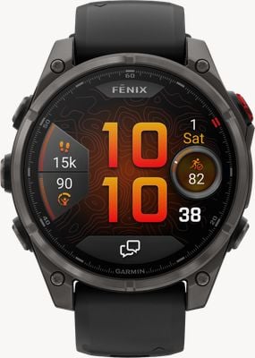 Garmin Fenix 8 Pro 47 mm AMOLED Saphir Premium Multisport GPS Carbongrau DLC mit schwarzem Silikon 010-03198-01