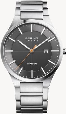 Bering Solaire élancé (39mm) cadran gris / bracelet titane 15239-779