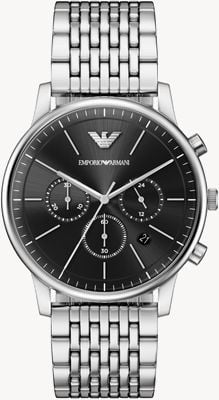 Emporio Armani Minimalist Chronograph (42mm) Black Dial / Stainless Steel Bracelet AR11772