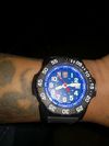 Customer picture of Luminox Selo da marinha 3500 masculino mostrador azul pu pulseira preta XS.3503.F