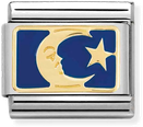 Nomination Classic Blue Moon 18ct Gold & Steel Enamel Charm 030284/45