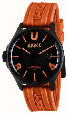 U-Boat Darkmoon pvd (44 mm) cadran courbe noir et orange / bracelet en silicone orange 9538