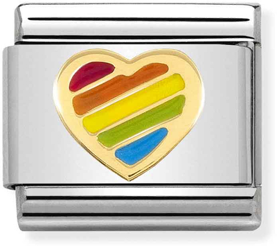 Nomination Classic Heart 18ct Gold & Steel Enamel Charm 030272/54